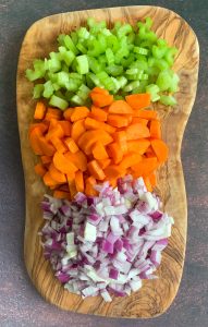 Chopped vegetables for Fasolada 
