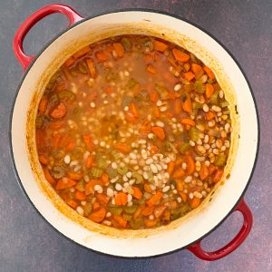 Fasolada White Bean Soup simmering