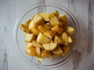 cut up potatoes 