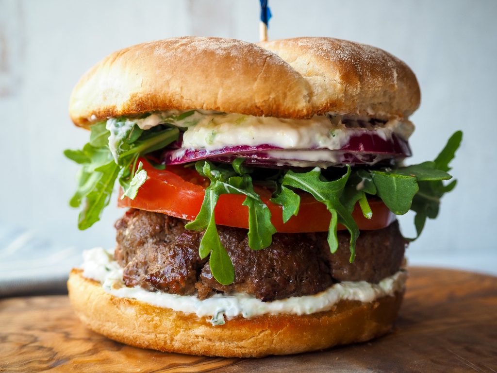 Greek Burger - A Lamb and Beef Patty Smothered in Tzatziki